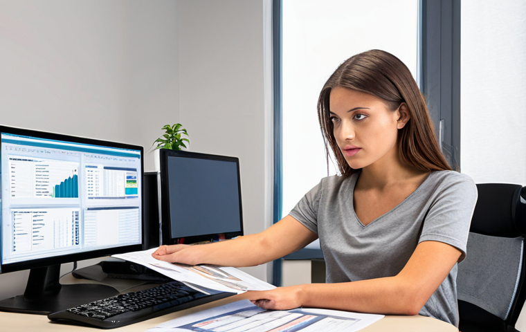 **Entry-Level Trade Specialist**: Create an image of a young trade specialist working at a desk filled with trade documents, customer consultation materials, and a computer displaying logistics management software. The setting should reflect a modern office environment, symbolizing entry-level tasks such as paperwork and basic trade operations.