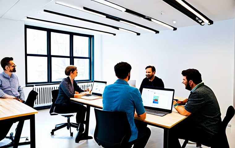 Innovation Hub**

"A modern, brightly lit co-working space filled with diverse professionals collaborating on laptops and whiteboards, fully clothed, appropriate attire, safe for work, perfect anatomy, natural proportions, showcasing a thriving startup ecosystem, professional photography, high quality, family-friendly."

**