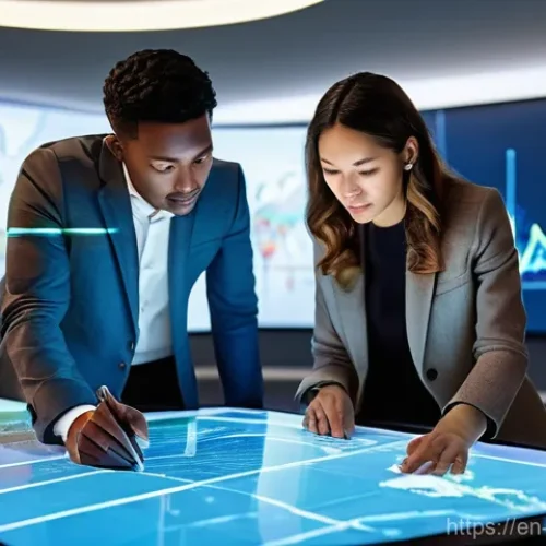 국제무역분야경력개발 - **Prompt: Data Analytics for Global Trade Insights**
    A vibrant and dynamic scene inside a modern...