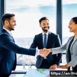 국제무역전문가경로 - **Prompt:** A group of 4-5 diverse international business professionals, both male and female, in a ...