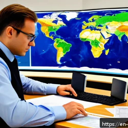 Home 32 무역업무연습 - A detailed, professional office scene showing an international trade specialist meticulously reviewi...